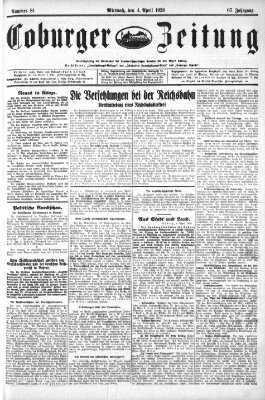 Coburger Zeitung Mittwoch 4. April 1928