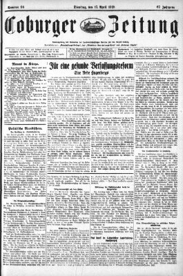 Coburger Zeitung Dienstag 17. April 1928