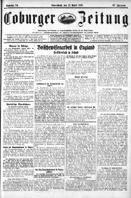 Coburger Zeitung Samstag 21. April 1928