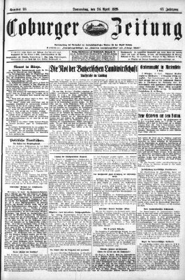 Coburger Zeitung Donnerstag 26. April 1928