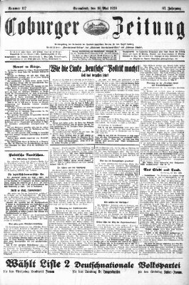 Coburger Zeitung Samstag 19. Mai 1928