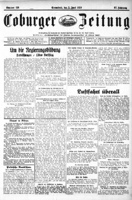 Coburger Zeitung Samstag 2. Juni 1928