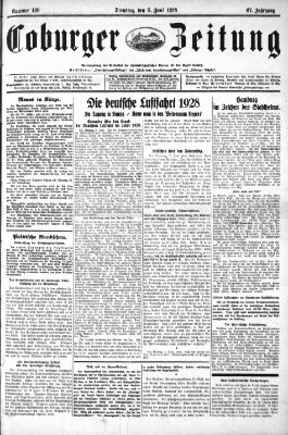 Coburger Zeitung Dienstag 5. Juni 1928