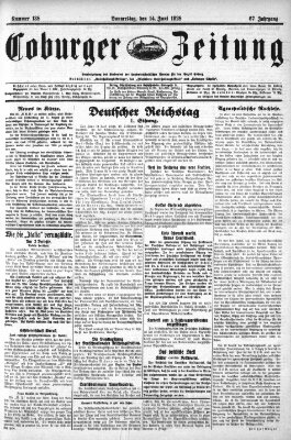 Coburger Zeitung Donnerstag 14. Juni 1928