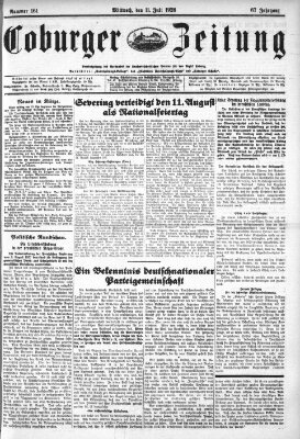 Coburger Zeitung Mittwoch 11. Juli 1928