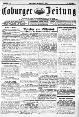 Coburger Zeitung Donnerstag 19. Juli 1928