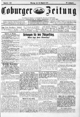 Coburger Zeitung Montag 13. August 1928