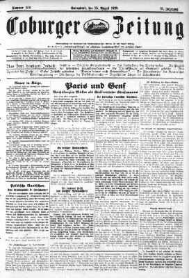 Coburger Zeitung Samstag 25. August 1928