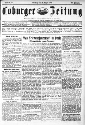 Coburger Zeitung Dienstag 28. August 1928