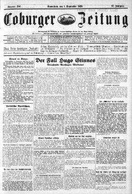 Coburger Zeitung Samstag 1. September 1928