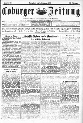 Coburger Zeitung Samstag 8. September 1928