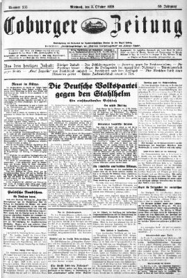 Coburger Zeitung Mittwoch 3. Oktober 1928