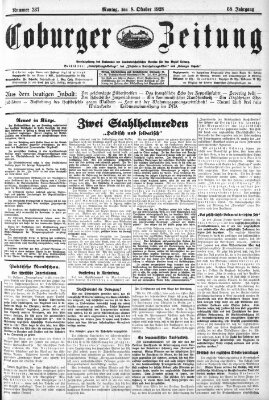 Coburger Zeitung Montag 8. Oktober 1928