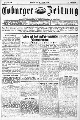 Coburger Zeitung Dienstag 9. Oktober 1928