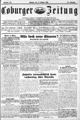 Coburger Zeitung Montag 15. Oktober 1928