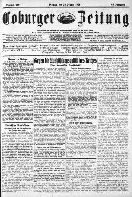 Coburger Zeitung Montag 22. Oktober 1928