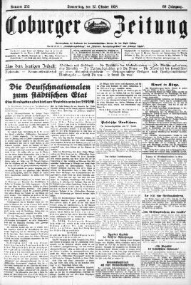 Coburger Zeitung Donnerstag 25. Oktober 1928