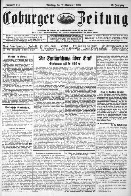 Coburger Zeitung Dienstag 20. November 1928