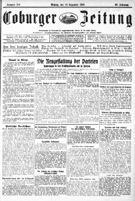 Coburger Zeitung Montag 10. Dezember 1928