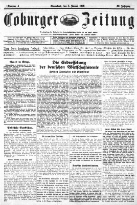 Coburger Zeitung Samstag 5. Januar 1929