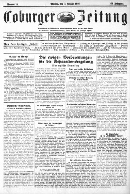 Coburger Zeitung Montag 7. Januar 1929