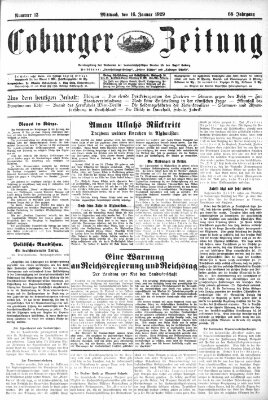 Coburger Zeitung Mittwoch 16. Januar 1929