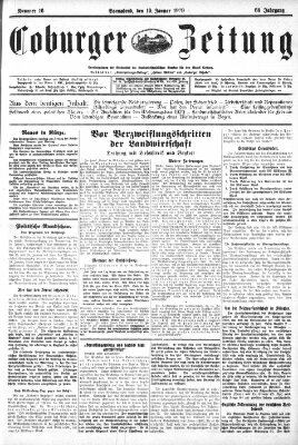 Coburger Zeitung Samstag 19. Januar 1929