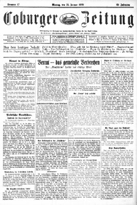 Coburger Zeitung Montag 21. Januar 1929