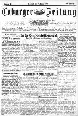 Coburger Zeitung Samstag 26. Januar 1929