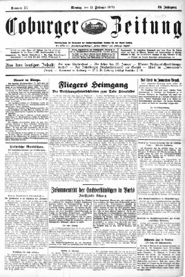 Coburger Zeitung Montag 11. Februar 1929