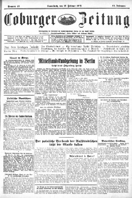 Coburger Zeitung Samstag 16. Februar 1929