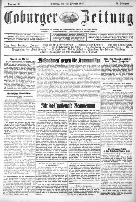 Coburger Zeitung Dienstag 19. Februar 1929