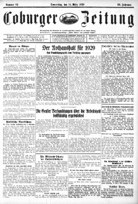 Coburger Zeitung Donnerstag 14. März 1929