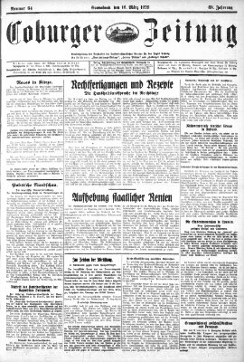 Coburger Zeitung Samstag 16. März 1929