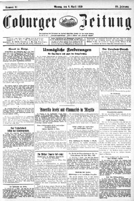 Coburger Zeitung Montag 8. April 1929