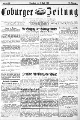 Coburger Zeitung Samstag 13. April 1929