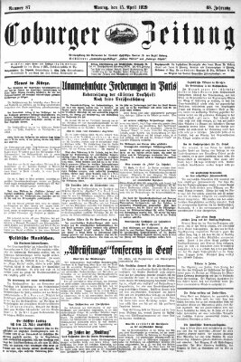 Coburger Zeitung Montag 15. April 1929