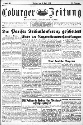 Coburger Zeitung Freitag 19. April 1929