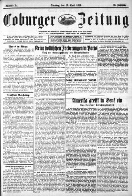 Coburger Zeitung Dienstag 23. April 1929