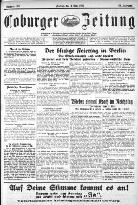 Coburger Zeitung Freitag 3. Mai 1929