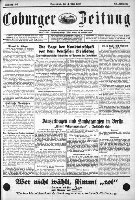 Coburger Zeitung Samstag 4. Mai 1929