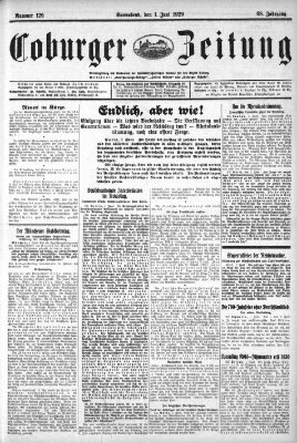 Coburger Zeitung Samstag 1. Juni 1929