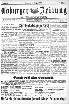 Coburger Zeitung Samstag 22. Juni 1929