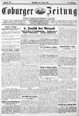 Coburger Zeitung Mittwoch 3. Juli 1929