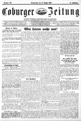 Coburger Zeitung Samstag 10. August 1929