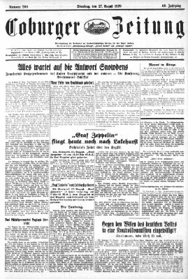 Coburger Zeitung Dienstag 27. August 1929