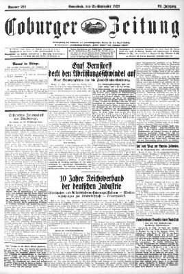 Coburger Zeitung Samstag 21. September 1929