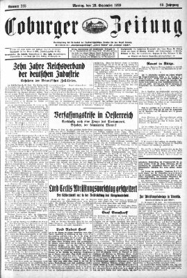 Coburger Zeitung Montag 23. September 1929