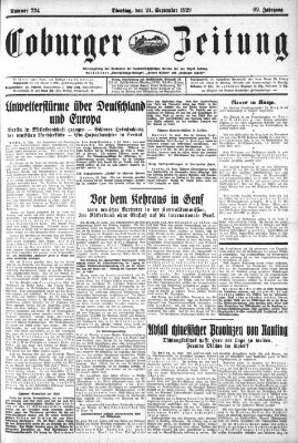 Coburger Zeitung Dienstag 24. September 1929