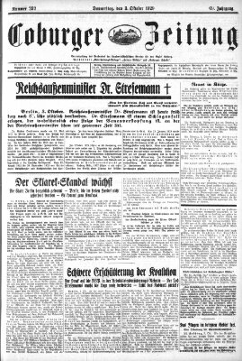 Coburger Zeitung Donnerstag 3. Oktober 1929